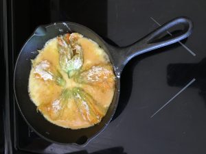 Squash Blossom Omelette before flipping